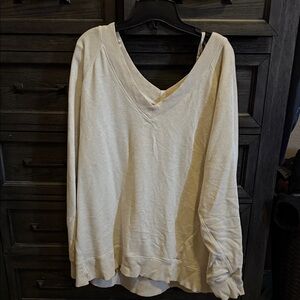 Aerie Cream V-Neck Sweatshirt